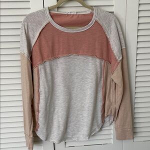 In Bloom Pink and Cream Long Sleeve Top